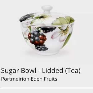 Portmeirion Eden Fruits Lidded Sugar Bowl - White with Multicolor Fruit Print